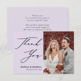 Elegant Mauve Modern Script Photo Wedding Bedankkaart
