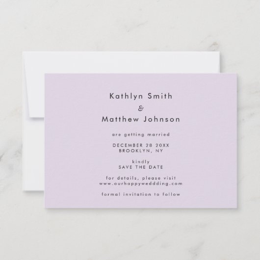 Elegant Mauve Modern Script Photo Wedding Save The Date (Achterkant)