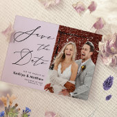 Elegant Mauve Modern Script Photo Wedding Save The Date