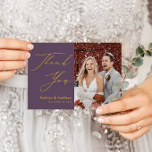 Elegant Mauve Modern Script Weddenschap Bedankt Briefkaart