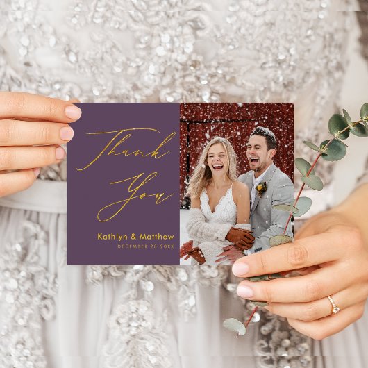 Elegant Mauve Modern Script Weddenschap Bedankt Briefkaart