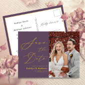 Elegant Mauve Modern Script Wedding sparen de Datu Aankondigingskaart