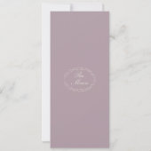 Elegant Mauve Monogram Wedding Long Menu Kaart (Achterkant)