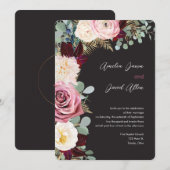 Elegant Mauve & Moody Black Wedding Invitation Kaart (Voorkant / Achterkant)