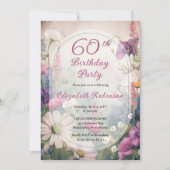 Elegant Mauve | Multi 60th Birthday Party Floral Kaart (Voorkant)