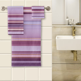 Elegant Mauve Paars Striped Patroon Bad Handdoek