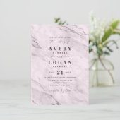 Elegant Mauve Paarse Marble & Glitter Wedding Kaart (Staand voorkant)