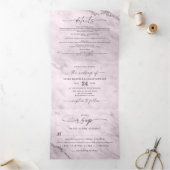 Elegant Mauve Paarse Metallic Marmer Wedding Drieluik Uitnodiging (Binnen)