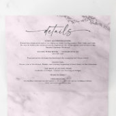 Elegant Mauve Paarse Metallic Marmer Wedding Drieluik Uitnodiging (Binnenzijde eerst)