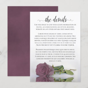 Elegant Mauve Pink die de details van het Roos van Informatiekaartje