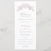 Elegant Mauve Pink  Floral Ornament Wedding Programmakaart (Voorkant)