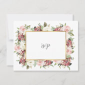Elegant Mauve Pink Florals Gold Lijst Wedding RSVP (Voorkant)