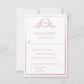 Elegant Mauve Pink Monogram en Waterverf RSVP (Voorkant)