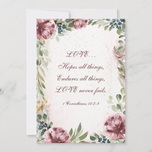 Elegant Mauve Pink Peony Floral Christelijk bruilo Kaart (Achterkant)