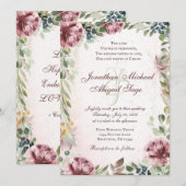 Elegant Mauve Pink Peony Floral Christelijk bruilo Kaart (Voorkant / Achterkant)