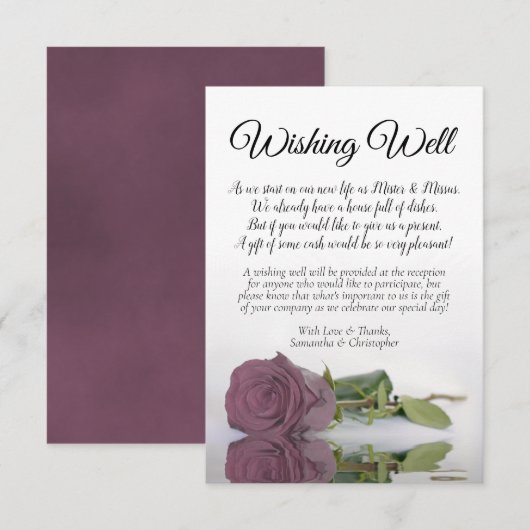Elegant Mauve Pink Rose Wedding Well Poem Informatiekaartje (Voorkant / Achterkant)