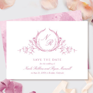 Elegant Mauve Pink Waterverf Monogram Calligrafie Save The Date