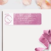 Elegant Mauve Pink Waterverf, Monogram Wedding La Etiket