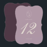 Elegant Mauve Plum Die Cut Table Number Kaart<br><div class="desc">Elegant Mauve & Deep Plum wedding table number for a sophisticated Old Money wedding celebration. This elegant die-cut table number reflects timeless European estate aesthetics and classic luxury stationery style, perfect for a romantic traditional bride. Ideal for vineyard weddings, historic estates, and candlelit fall receptions. Style with gold table frames,...</div>