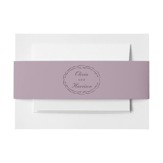 Elegant Mauve Plum Wedding Belly Band Uitnodigingen Wikkel (Voorkant Voorbeeld)