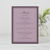 Elegant Mauve Plum Wedding Dinner Menu Card Kaart (Staand voorkant)