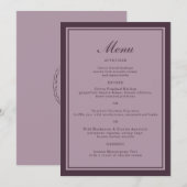 Elegant Mauve Plum Wedding Dinner Menu Card Kaart (Voorkant / Achterkant)