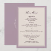 Elegant Mauve Plum Wedding Menu Card Kaart (Voorkant / Achterkant)