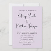 Elegant Mauve QR code in één modern huwelijk Kaart (Voorkant)