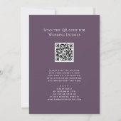 Elegant Mauve QR code in één modern huwelijk Kaart (Achterkant)