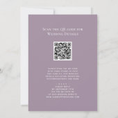 Elegant Mauve QR code in één modern huwelijk Kaart (Achterkant)