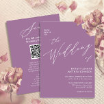 Elegant Mauve QR code in één modern huwelijk Kaart<br><div class="desc">Elegant Mauve QR code allen in één Modern manuscript Eenvoudige Minimalistische Kaart van de Uitnodiging van het Weddenschap van het Weddenschap. Viel je speciale dag om met deze elegante en mooie huwelijksuitnodigingskaart om je speciale gelegenheid te verfraaien. Alle teksten zijn vooraf geregeld zodat u zich gemakkelijk en snel kunt personaliseren...</div>