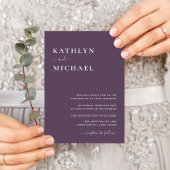 Elegant Mauve QR code in één modern huwelijk Kaart