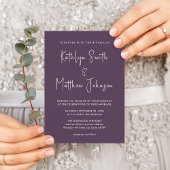 Elegant Mauve QR code in één modern huwelijk Kaart