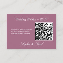 Elegant Mauve QR Code Website RSVP Card