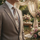 Elegant Mauve Rose Vintage Floral  Stropdas