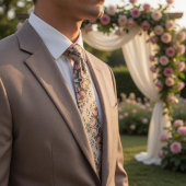 Elegant Mauve Rose Vintage Floral  Stropdas