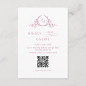 Elegant Mauve Roze Monogram QR Code Huwelijk RSVP Informatiekaartje (Voorkant)