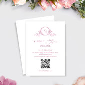 Elegant Mauve Roze Monogram QR Code Huwelijk RSVP Informatiekaartje