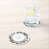 Elegant Mauve Roze Rose Bloemen Waterverf Bruiloft Ronde Kartonnen Onderzetter (Insitu)