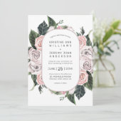 Elegant Mauve Roze Rose Waterverf Bloemenbruiloft Kaart (Staand voorkant)