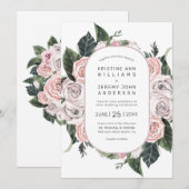 Elegant Mauve Roze Rose Waterverf Bloemenbruiloft Kaart (Voorkant / Achterkant)