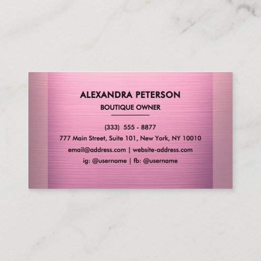 Elegant Mauve roze tweekleurig Visitekaartje (Achterkant)