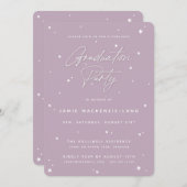 Elegant Mauve Script en Stars Graduparty Kaart (Voorkant / Achterkant)