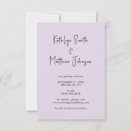 Elegant Mauve Script Modern Photo Wedding Save The Date (Achterkant)
