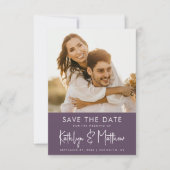Elegant Mauve Script Modern Photo Wedding Save The Date (Voorkant)