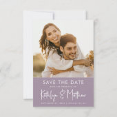 Elegant Mauve Script Modern Photo Wedding Save The Date (Voorkant)