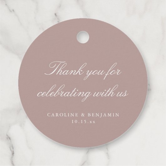 Elegant Mauve Script Wedding Custom Thank You Bedankjes Labels (Achterkant)