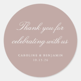Elegant Mauve Script Weduwen Aangepast Dank u Ronde Sticker
