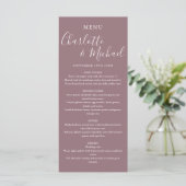 Elegant Mauve Signature Script Wedding Menu (Staand voorkant)