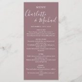 Elegant Mauve Signature Script Wedding Menu (Voorkant)